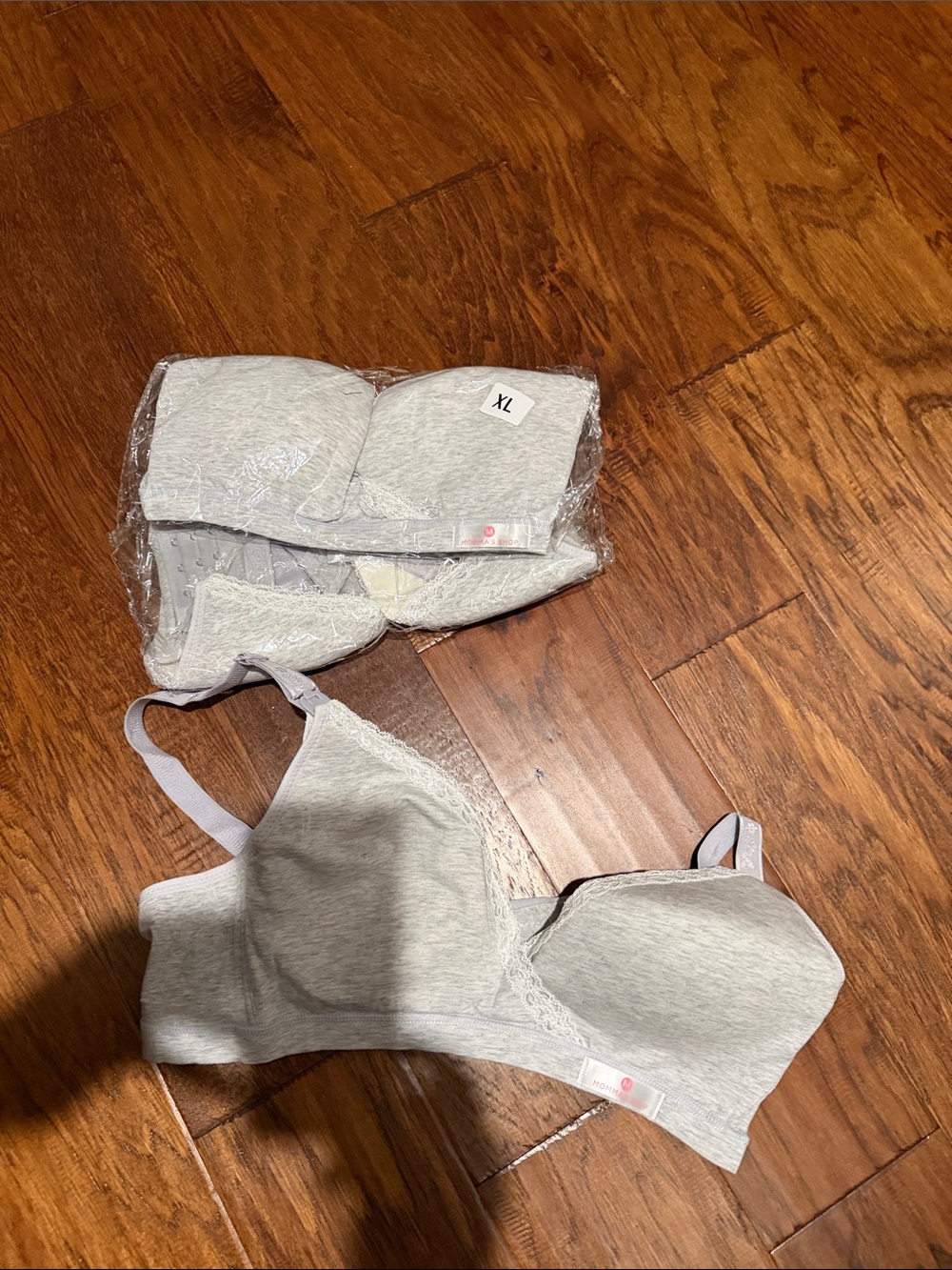 Momma’s Shop Light Gray Wireless Cotton-Blend Nursing Bras - XL